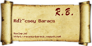 Récsey Baracs névjegykártya
